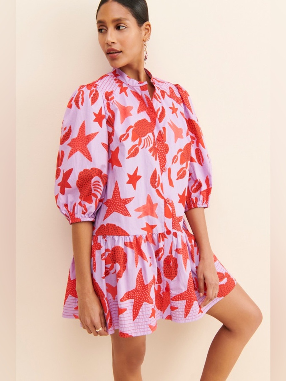 🦞 Farm Rio Lobster Sky Mini Dress